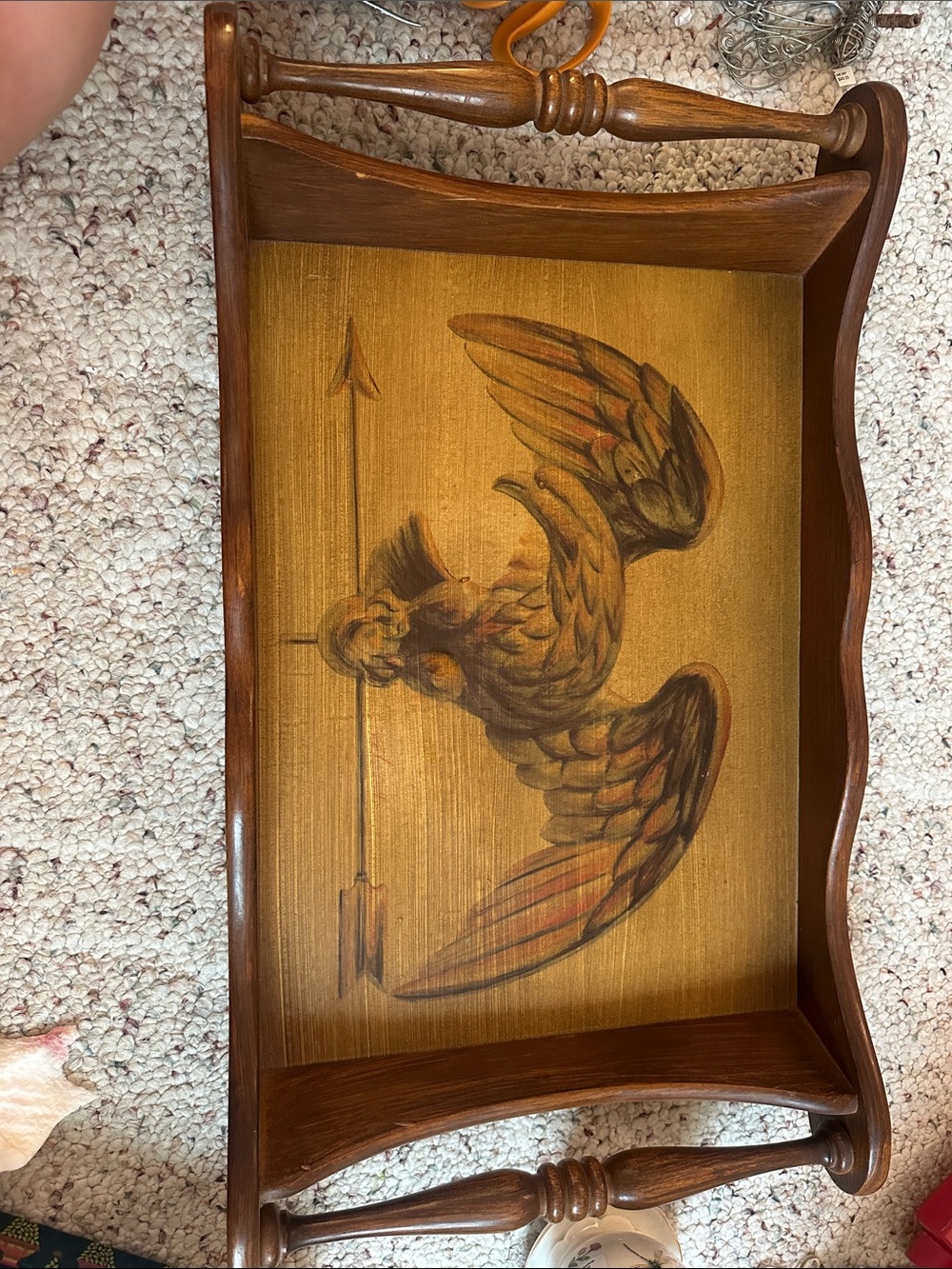 Vintage MaLeck Woodcrafts Wood Serving Tray American Eagle